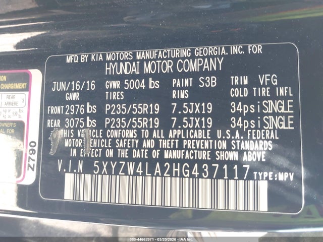 5XYZW4LA2HG437117 Hyundai Santa Fe Sport 2.0t Ultimate