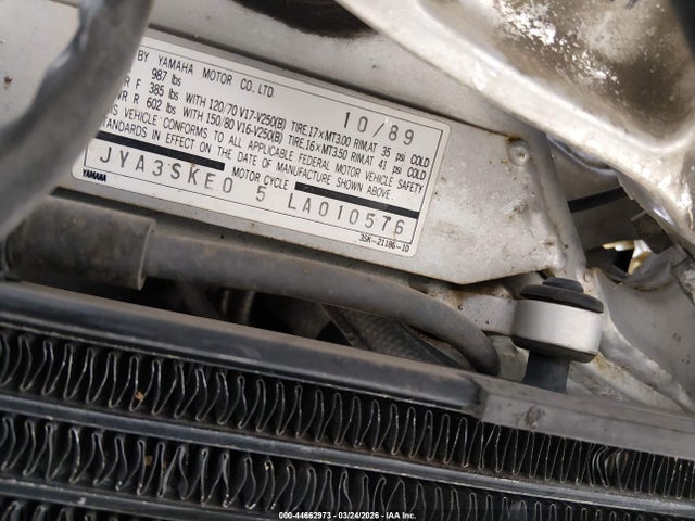 Продаж на аукціоні авто 1990 Yamaha Fj1200, vin: JYA3SKE05LA010576, номер лоту: 44662973