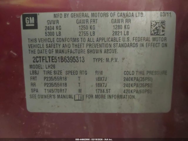 2011 GMC TERRAIN 2CTFLTE51B6395313 Photo 8