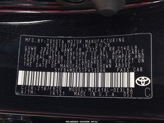 Toyota COROLLA LE 2026 5YFB4MDE5TP413066 Image 9