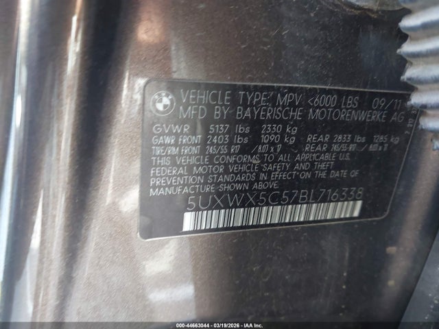 Продажа на аукционе авто 2011 Bmw X3 Xdrive28i, vin: 5UXWX5C57BL716338, номер лота: 44663044