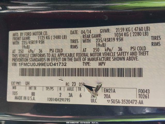 Ford Escape Titanium 2014 1FMCU0J99EUD41732 Image 9