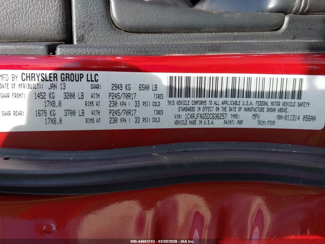 Продаж на аукціоні авто 2013 Jeep Grand Cherokee Laredo, vin: 1C4RJFAG5DC636257, номер лоту: 44663103