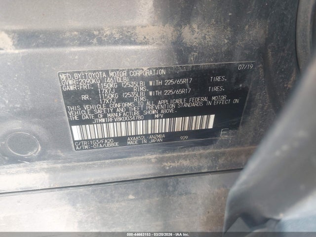 Aukcja sprzedaży 2019 Toyota Rav4 Xle, vin: JTMW1RFV8KD034780, numer aukcji: 44663153