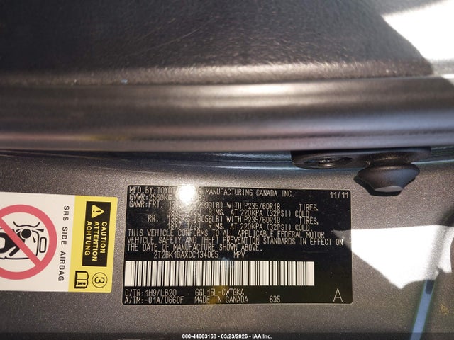 44663168 :رقم المزاد ، 2T2BK1BAXCC134065 vin ، 2012 Lexus Rx 350 مزاد بيع