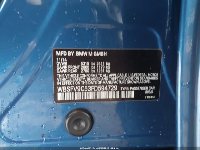 Aukcja sprzedaży 2015 Bmw M5, vin: WBSFV9C53FD594729, numer aukcji: 44663174