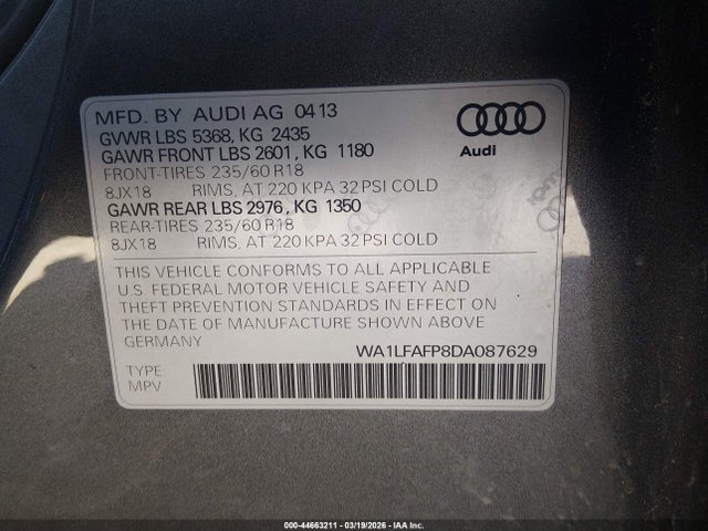 2013 AUDI Q5 WA1LFAFP8DA087629 Photo 8