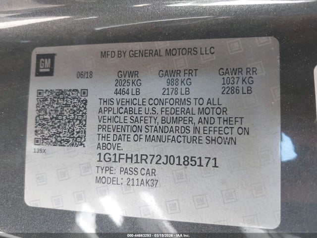 1G1FH1R72J0185171 Chevrolet CAMARO 2SS