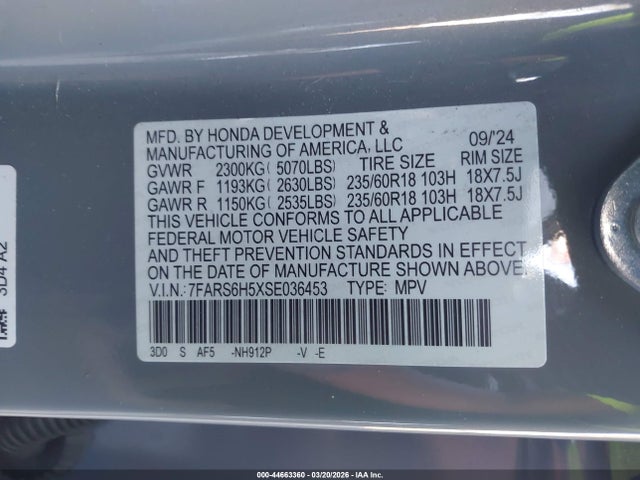 7FARS6H5XSE036453 Honda Cr-v Hybrid Sport