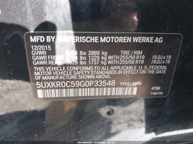 Auction sale of the 2016 Bmw X5 Xdrive35i, vin: 5UXKR0C59G0P33548, lot number: 44663383
