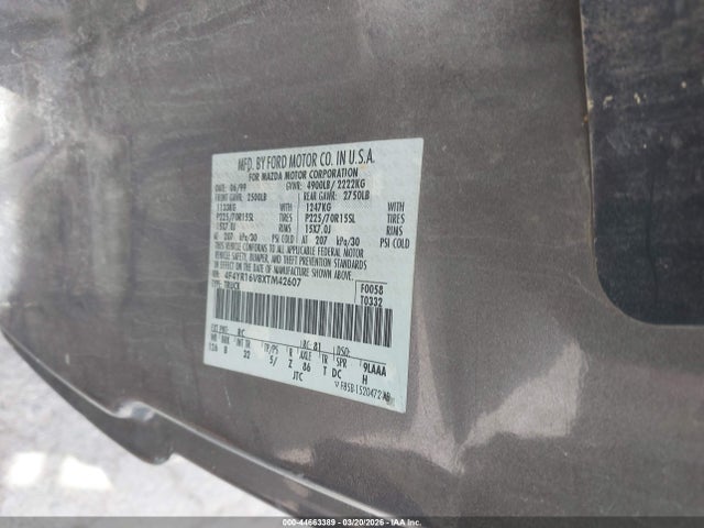 44663389 :رقم المزاد ، 4F4YR16V8XTM42607 vin ، 1999 Mazda B3000 Se/tl مزاد بيع
