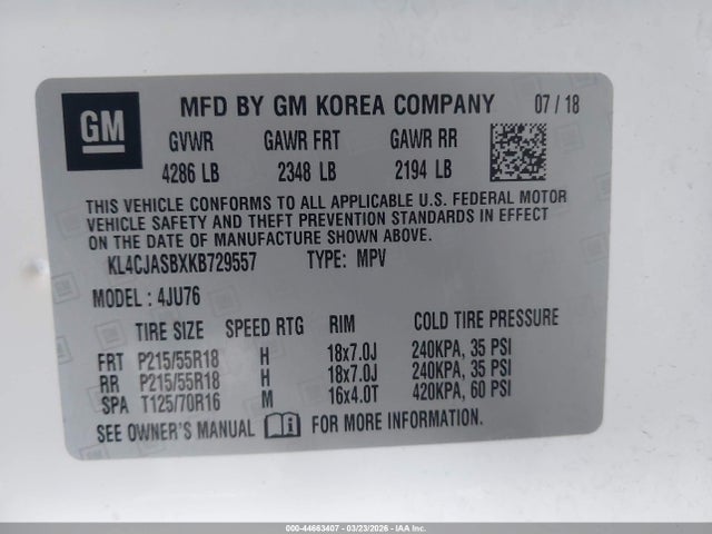 2019 BUICK ENCORE KL4CJASBXKB729557 Photo 8