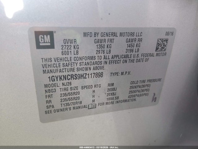 Продаж на аукціоні авто 2017 Cadillac Xt5 Premium Luxury, vin: 1GYKNCRS9HZ117898, номер лоту: 44663413