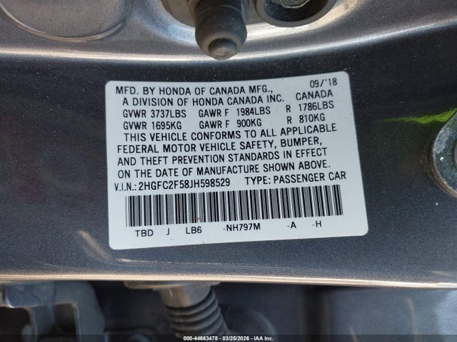 2HGFC2F58JH598529 Honda Civic Lx