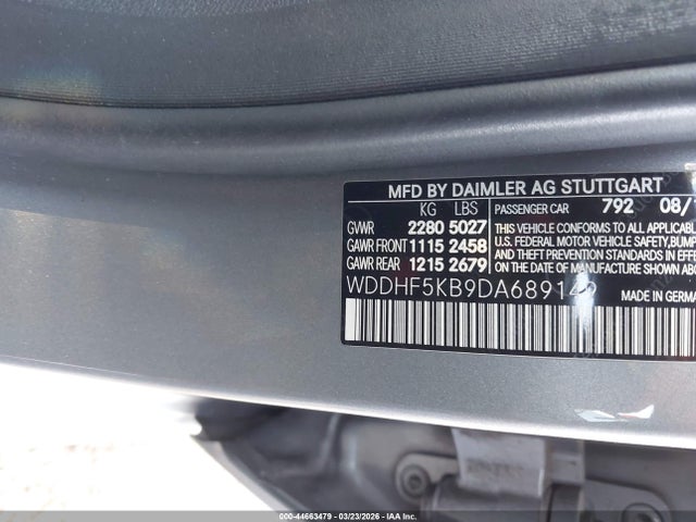 44663479 :رقم المزاد ، WDDHF5KB9DA689149 vin ، 2013 Mercedes-benz E 350 مزاد بيع