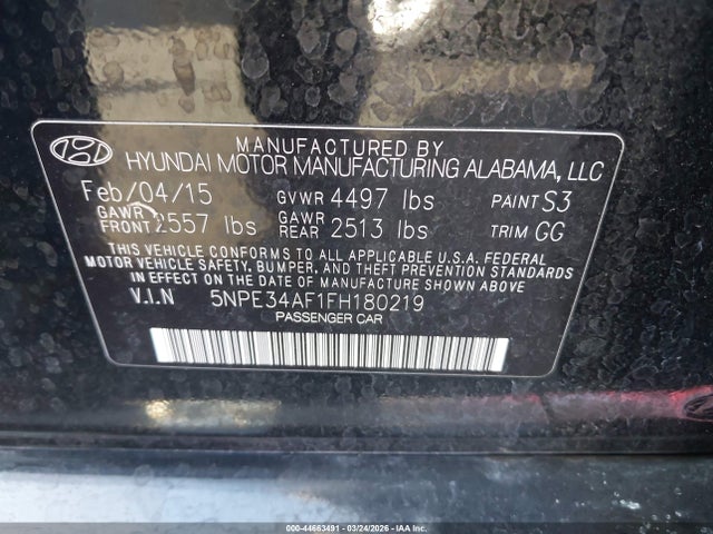 5NPE34AF1FH180219 Hyundai Sonata Sport