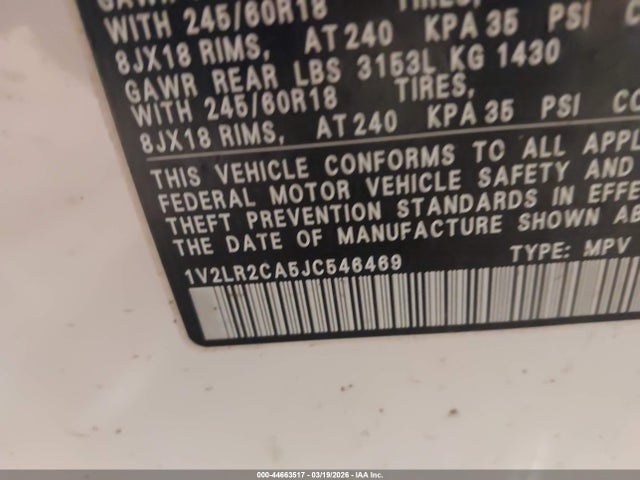 Aukcja sprzedaży 2018 Volkswagen Atlas 3.6l V6 Se/3.6l V6 Se W/technology, vin: 1V2LR2CA5JC546469, numer aukcji: 44663517