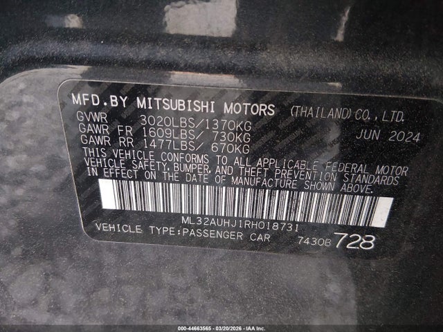 2024 MITSUBISHI MIRAGE ML32AUHJ1RH018731 Photo 8