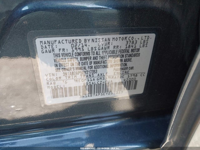 Nissan SENTRA S 2014 3N1AB7AP5EY217353 Image 9