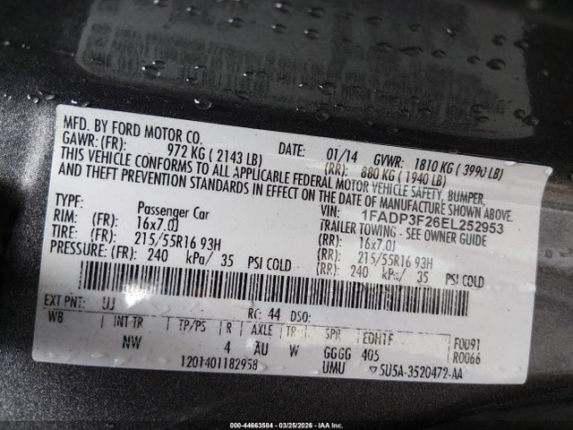 Aukcja sprzedaży 2014 Ford Focus Se, vin: 1FADP3F26EL252953, numer aukcji: 44663584