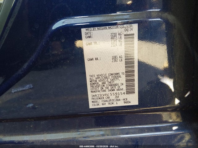 44663598 :رقم المزاد ، 1N4CZ1CV4SC559154 vin ، 2025 Nissan Leaf Sv Plus مزاد بيع