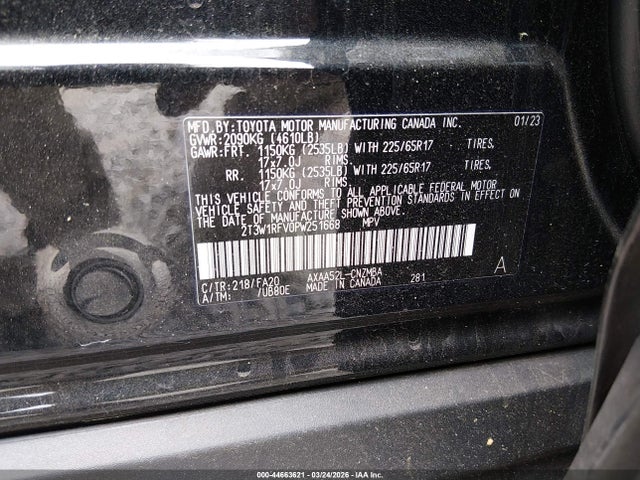 2023 Toyota Rav4 Xle მანქანა იყიდება აუქციონზე, vin: 2T3W1RFV0PW251668, აუქციონის ნომერი: 44663621