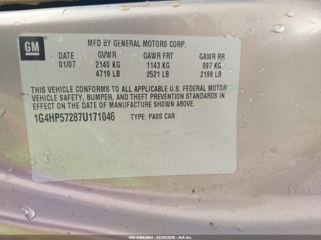 Aukcja sprzedaży 2007 Buick Lucerne Cx, vin: 1G4HP57287U171046, numer aukcji: 44663654