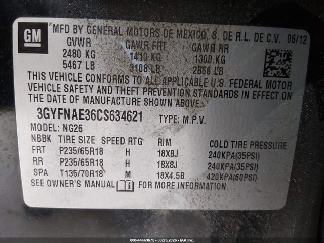 2012 CADILLAC SRX 3GYFNAE36CS634621 Photo 8