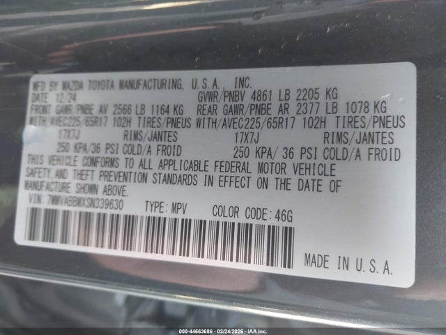 Aukcja sprzedaży 2025 Mazda Cx-50 2.5 S Preferred Package, vin: 7MMVABBMXSN339630, numer aukcji: 44663686