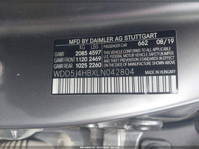 WDD5J4HBXLN042804 Mercedes-Benz CLA 250 4MATIC