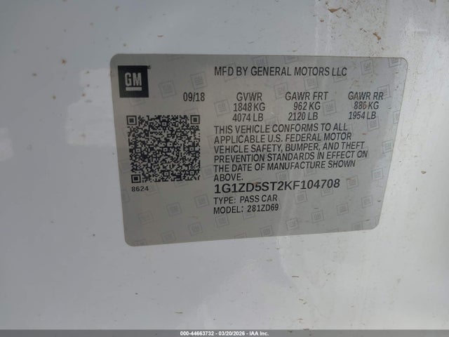 Chevrolet MALIBU LT 2019 1G1ZD5ST2KF104708 Image 9