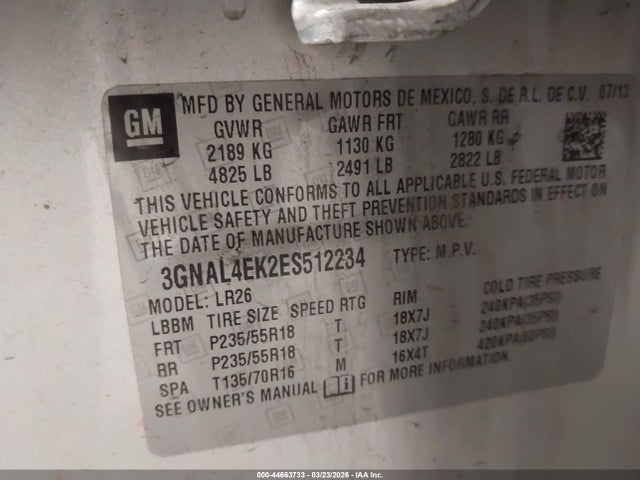 3GNAL4EK2ES512234 Chevrolet Captiva Sport Ltz