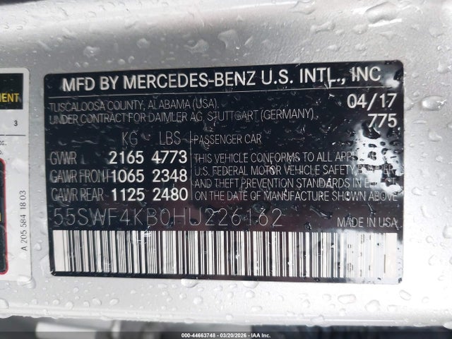 55SWF4KB0HU226162 Mercedes-Benz C 300 4matic