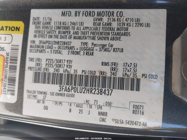 2017 FORD FUSION HYBRID 3FA6P0LU2HR238437 Photo 8