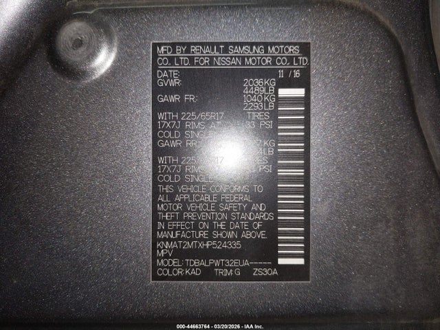 Nissan ROGUE S 2017 KNMAT2MTXHP524335 Image 9