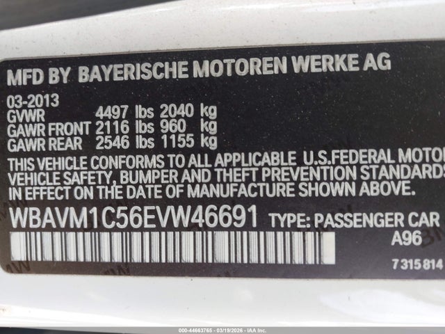 Продаж на аукціоні авто 2014 Bmw X1 Sdrive28i, vin: WBAVM1C56EVW46691, номер лоту: 44663765