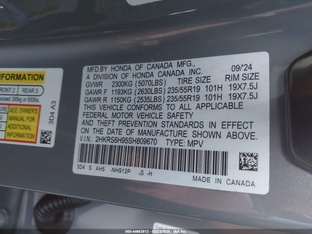 2HKRS6H95SH809670 Honda Cr-v Hybrid Sport Touring