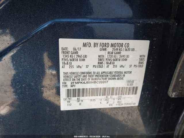 Ford EDGE SEL 2017 2FMPK4J8XHBC20207 Image 9