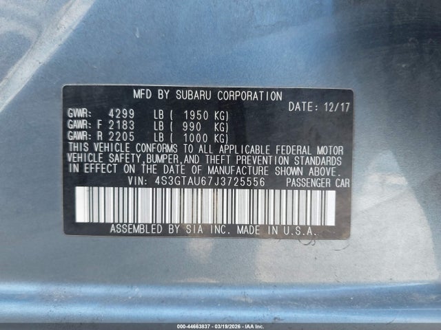 4S3GTAU67J3725556 Subaru Impreza 2.0i Limited