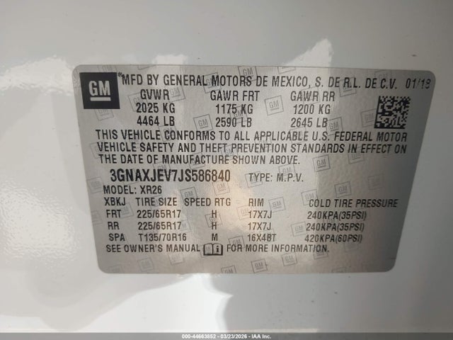 Chevrolet EQUINOX LT 2018 3GNAXJEV7JS586840 Image 9