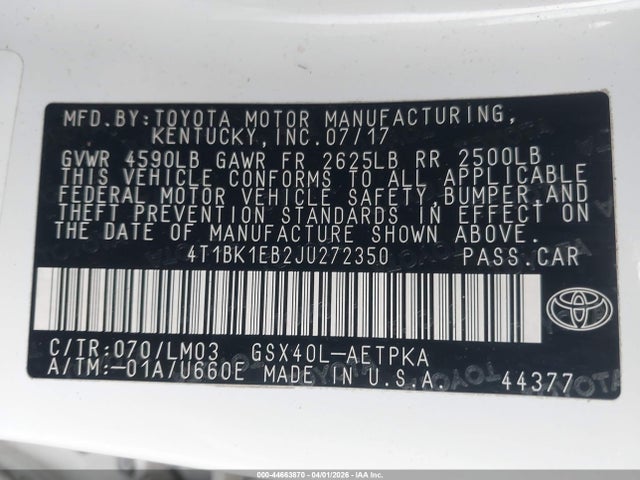 4T1BK1EB2JU272350 Toyota AVALON LIMITED