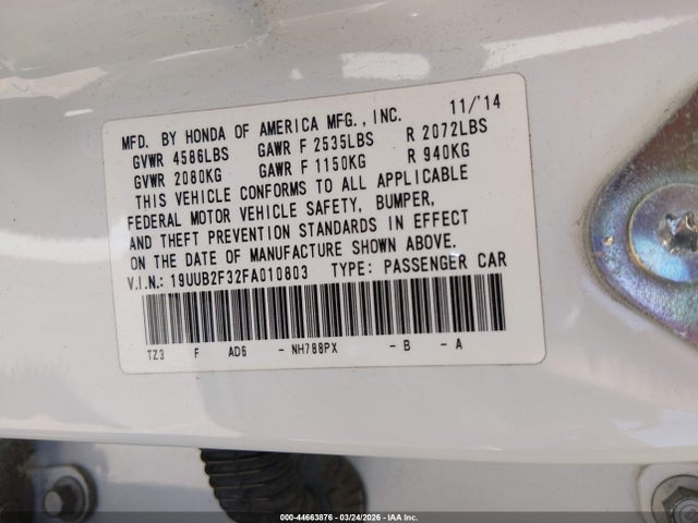 Aukcja sprzedaży 2015 Acura Tlx V6, vin: 19UUB2F32FA010803, numer aukcji: 44663876