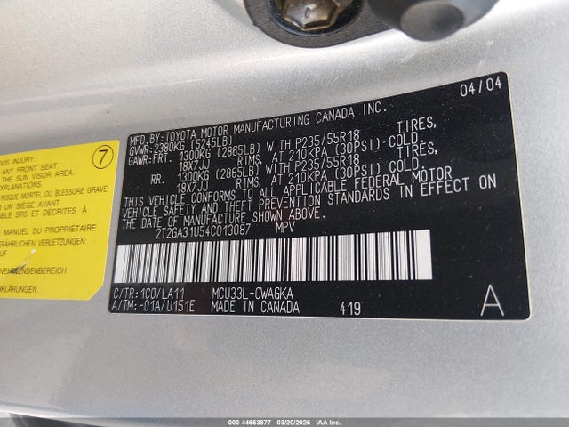2004 LEXUS RX 330 2T2GA31U54C013087 Photo 8