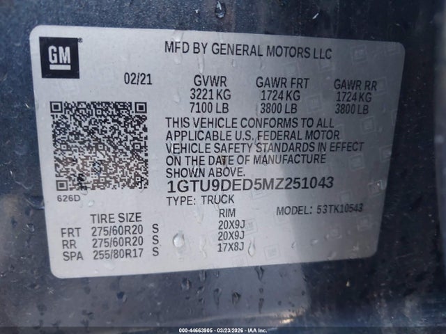 2021 GMC SIERRA 1500 1GTU9DED5MZ251043 Photo 8