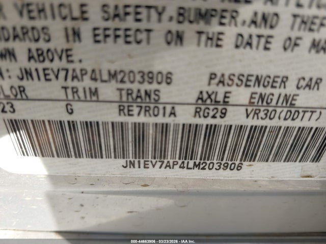 Aukcja sprzedaży 2020 Infiniti Q50 Sport, vin: JN1EV7AP4LM203906, numer aukcji: 44663906