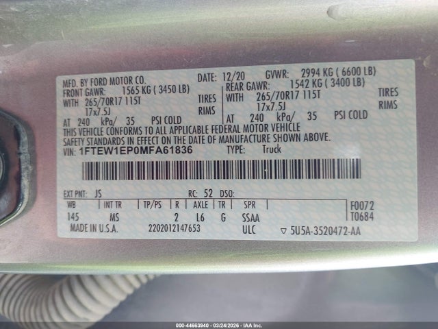 Ford F-150 Xlt 2021 1FTEW1EP0MFA61836 Image 9