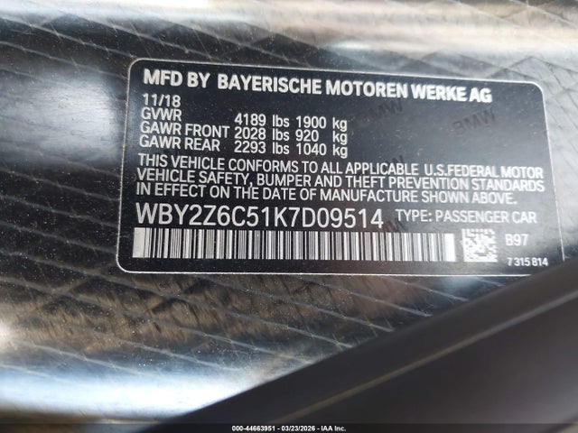 WBY2Z6C51K7D09514 BMW I8
