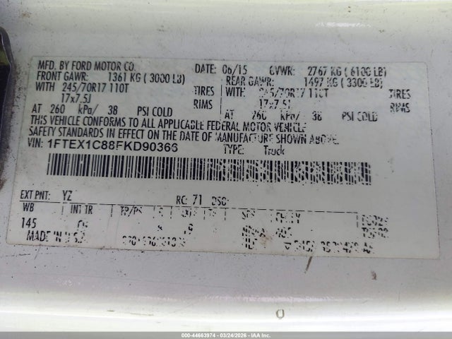 Ford F-150 Xl/xlt 2015 1FTEX1C88FKD90366 Image 9