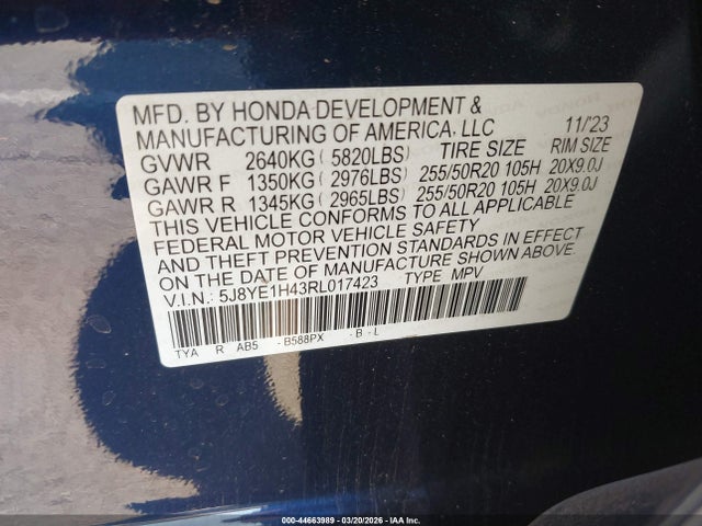 Aukcja sprzedaży 2024 Acura Mdx Technology Package, vin: 5J8YE1H43RL017423, numer aukcji: 44663989
