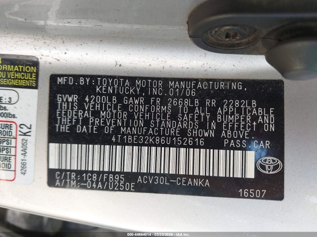 2006 TOYOTA CAMRY 4T1BE32K86U152616 Photo 8